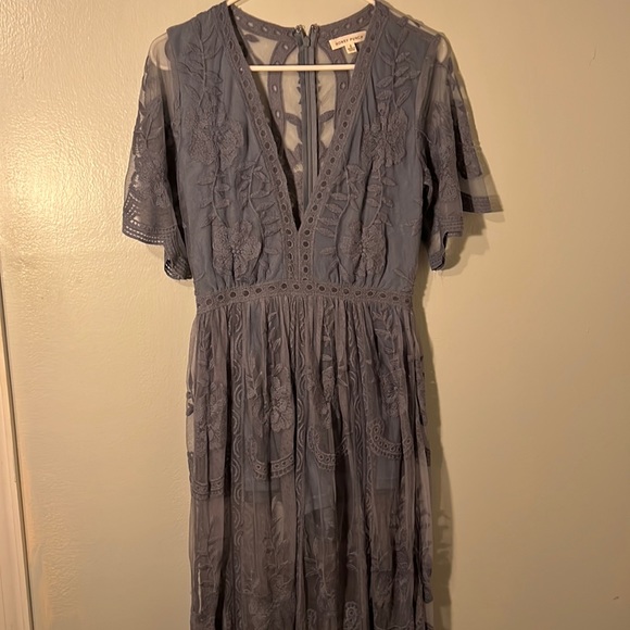 Honey Punch Dresses & Skirts - Honey punch long dress with Romper lace over lay zipper up the back